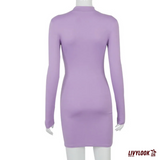 Vestido Justo com Manga Longa e Franzido Lateral