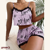 Pijama Feminino “Love” com Renda