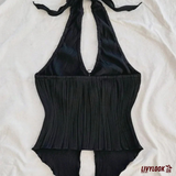 Blusa Halter Branca com Textura Plissada