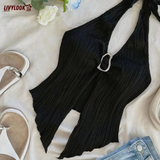 Blusa Halter Branca com Textura Plissada