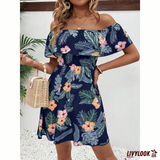 Vestido Ombro a Ombro Floral Tropical